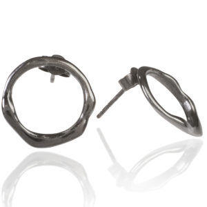 Oxidised Silver Swelter Hoop Studs