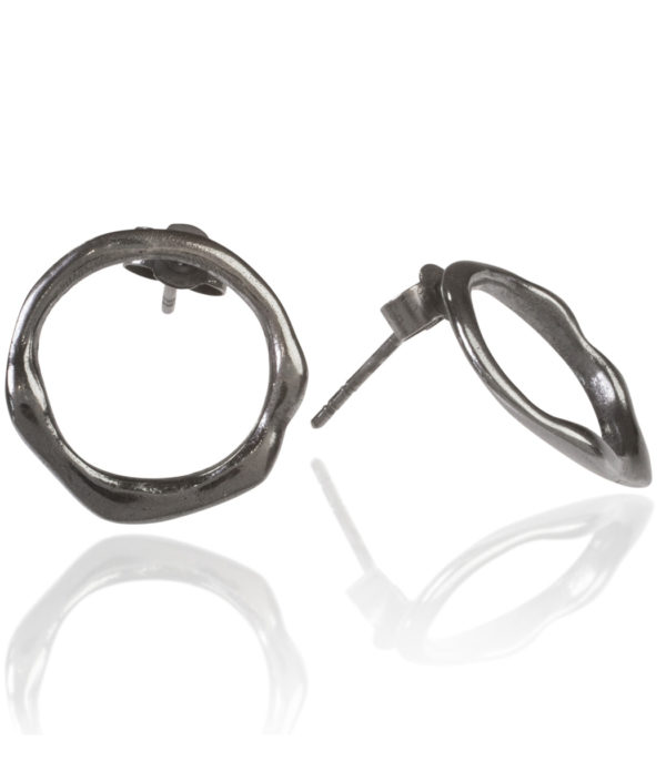 Oxidised Silver Swelter Hoop Studs